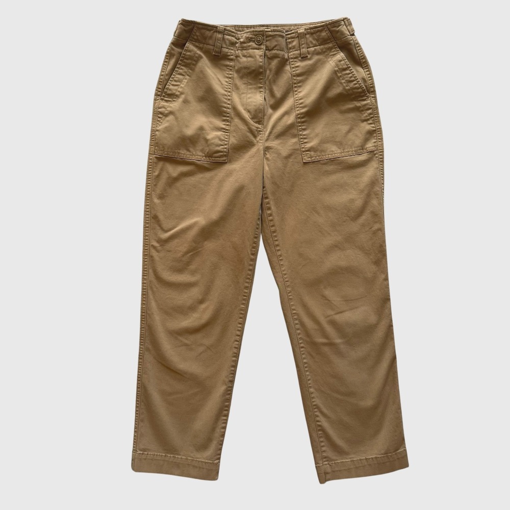 Talbots High Waist Patch Pocket Crop Pants Camel Tan Khaki sz 6 Utility Stretch